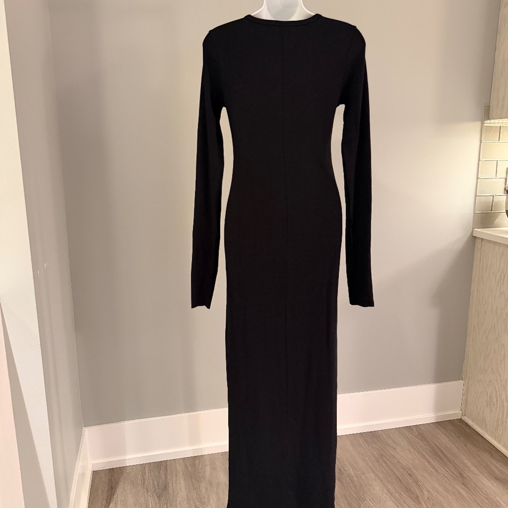 ETERNE Best-Selling Long Ribbed Maxi Dress in Black Sz M NEW $265!! - Picture 3 of 4